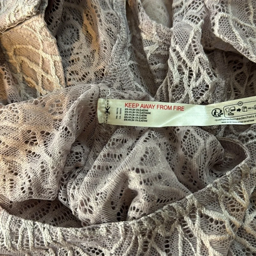 Free People Intimately in My‎ Head Sheer Lace Lilac Purple Bodysuit Size M - NEW